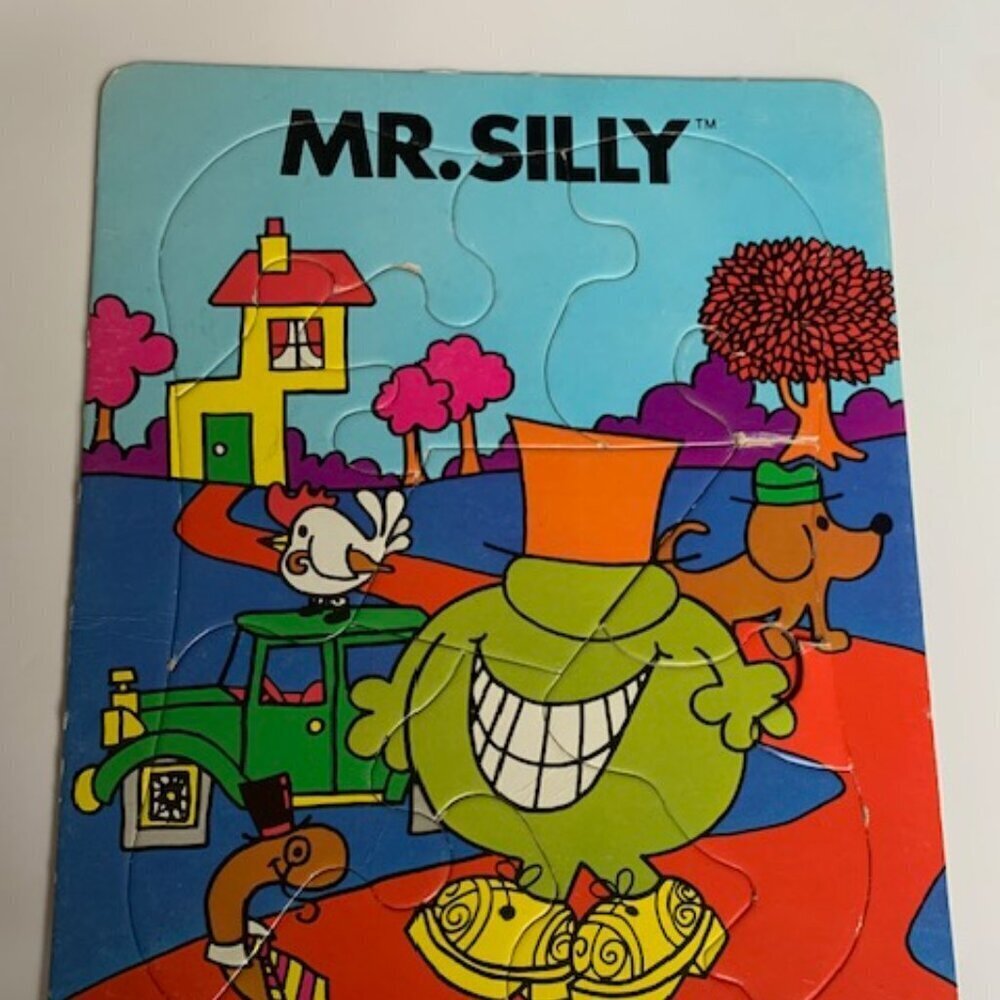 Vintage 1980s Mr. Men Wood Puzzles – Mr. Silly & Mr. Tickle | Roger Hargreaves |